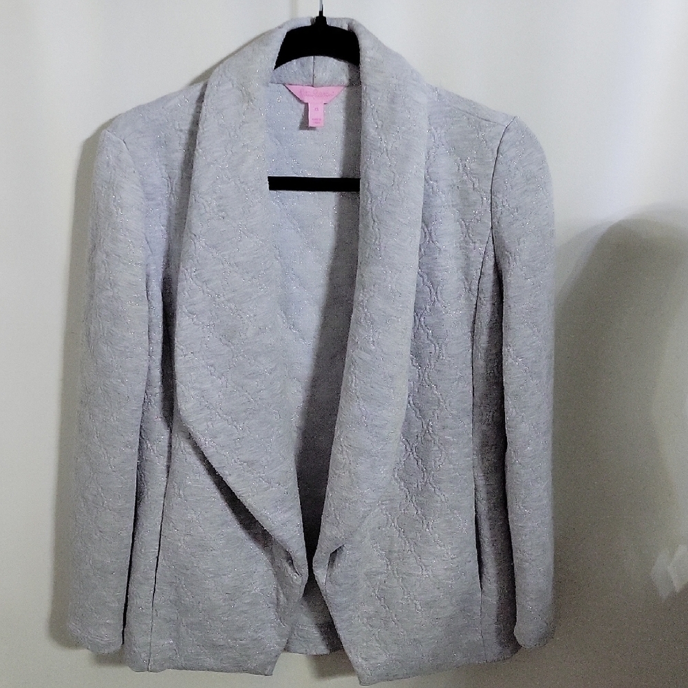 Lilly Pulitzer Brea Wrap Cardigan w/ Pockets Gray Sparkle, Size XS